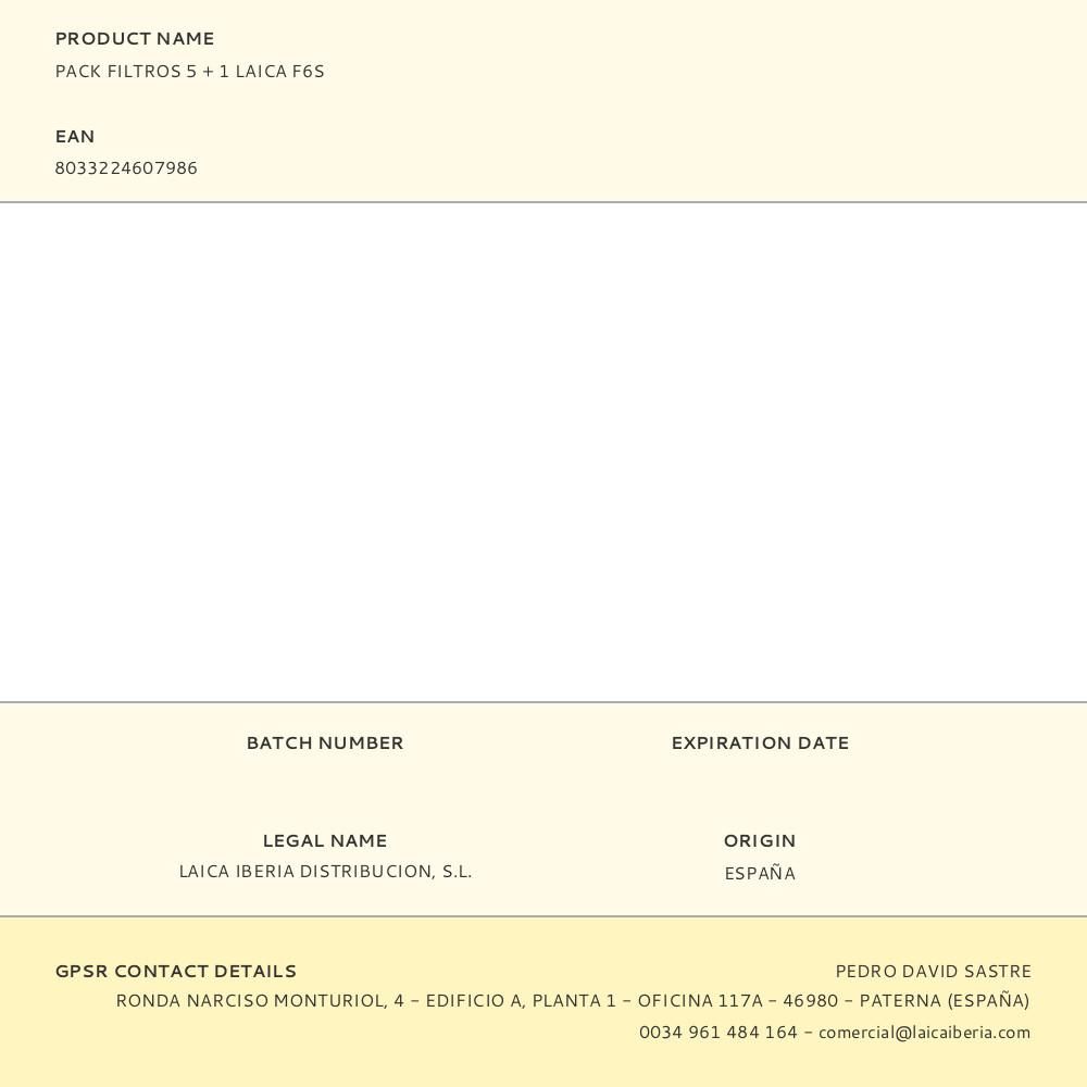 PACK FILTROS 5 + 1 LAICA F6S gallery 1