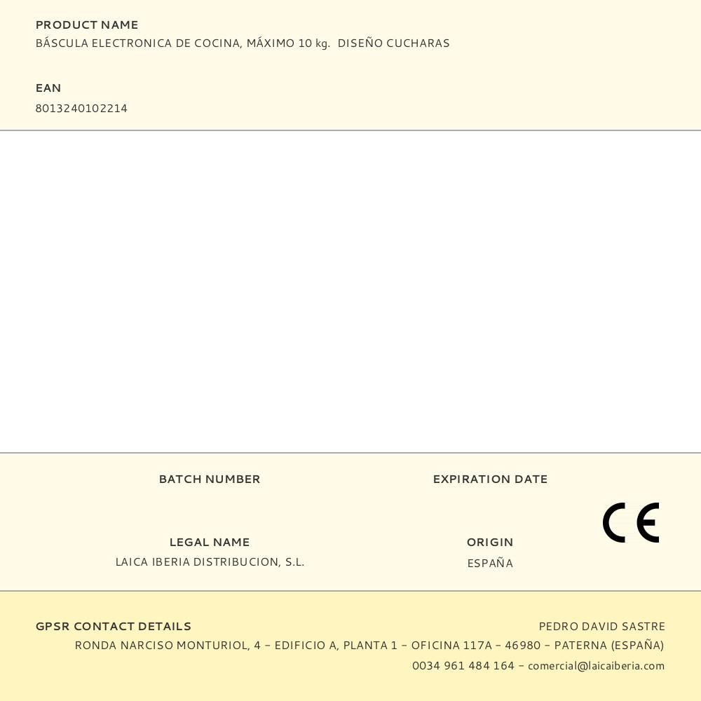 BÁSCULA ELECTRONICA DE COCINA, MÁXIMO 10 kg. DISEÑO CUCHARAS gallery 2