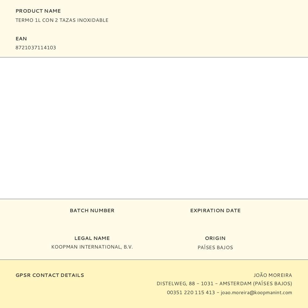 TERMO 1L CON 2 TAZAS INOXIDABLE gallery 0