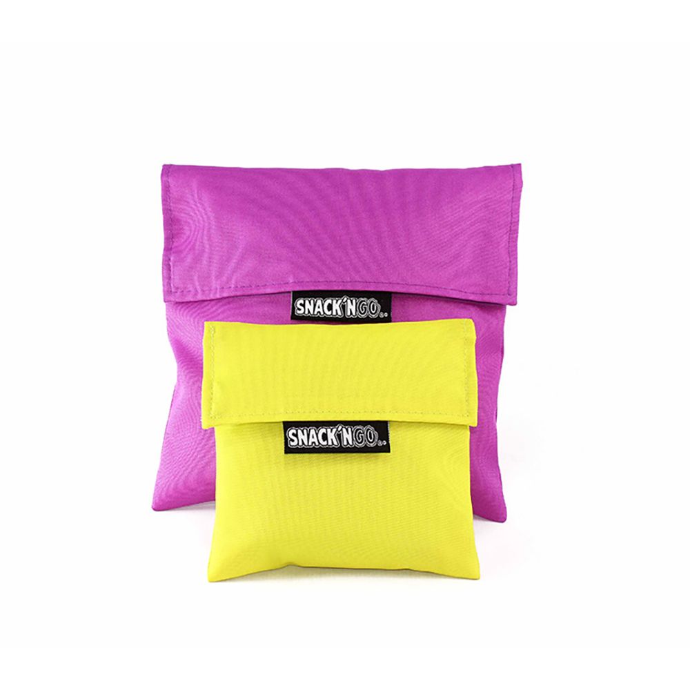 PORTA SNACKS REUTILIZABLES SNACK'N'GO LILA - AMARILLO 14 x 14 cm Y 20 x 20 cm 2 uds gallery 0