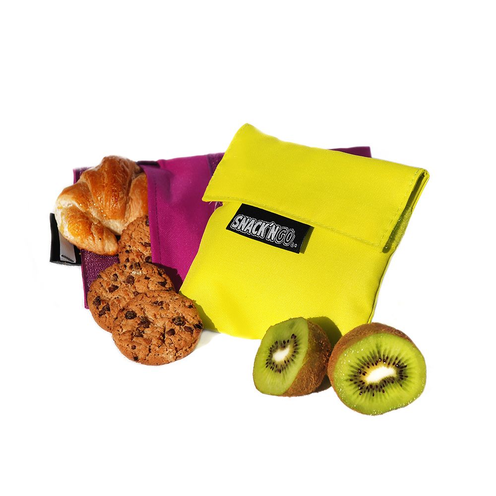 PORTA SNACKS REUTILIZABLES SNACK'N'GO LILA - AMARILLO 14 x 14 cm Y 20 x 20 cm 2 uds gallery 1