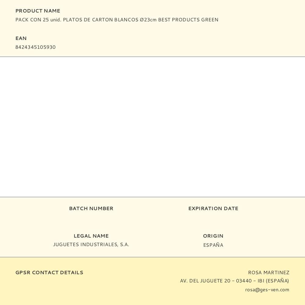 PLATOS DE CARTÓN REDONDOS BLANCOS Ø23 cm, 25 uds gallery 0