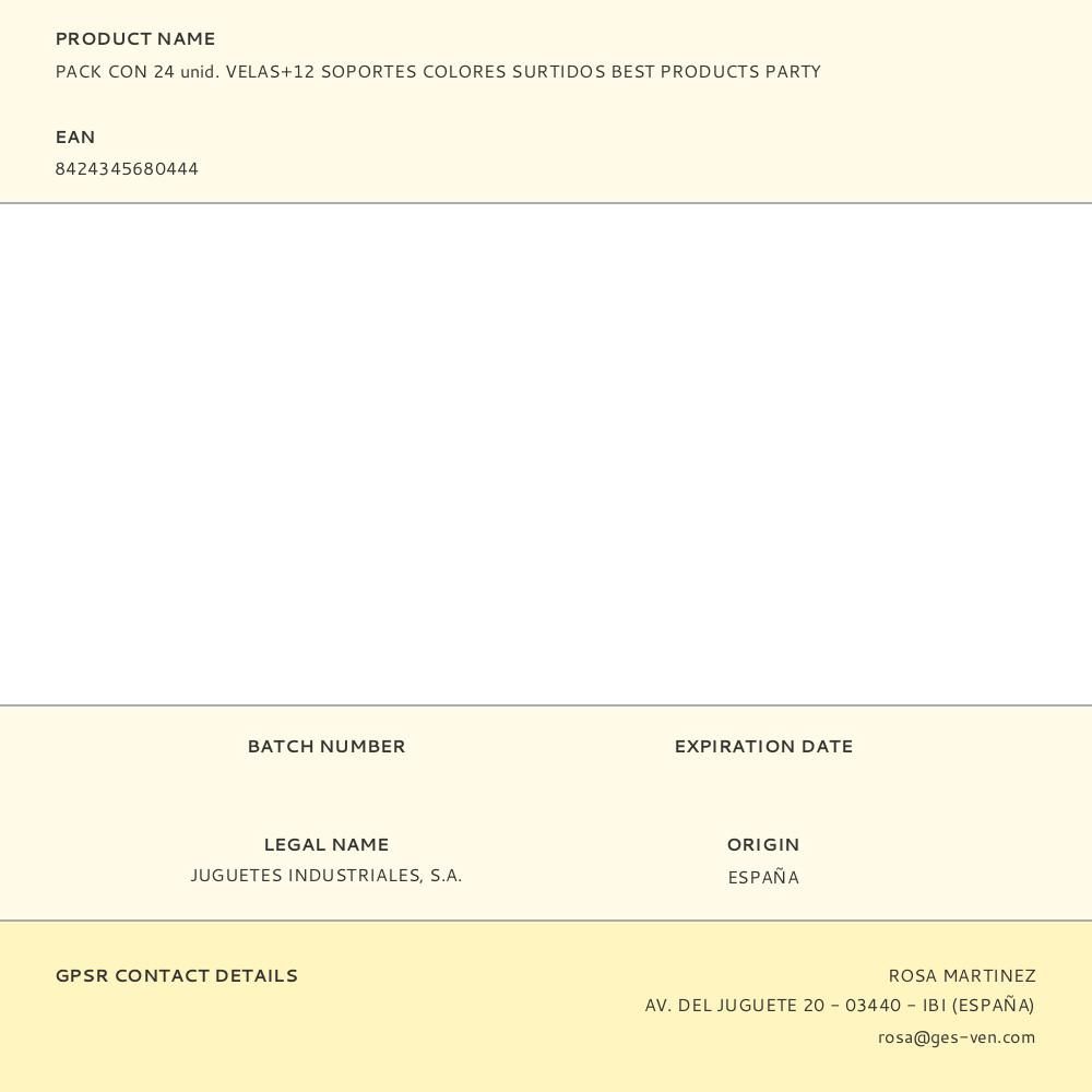 VELAS 24 uds + SOPORTES 12 uds COLORES SURTIDOS gallery 0