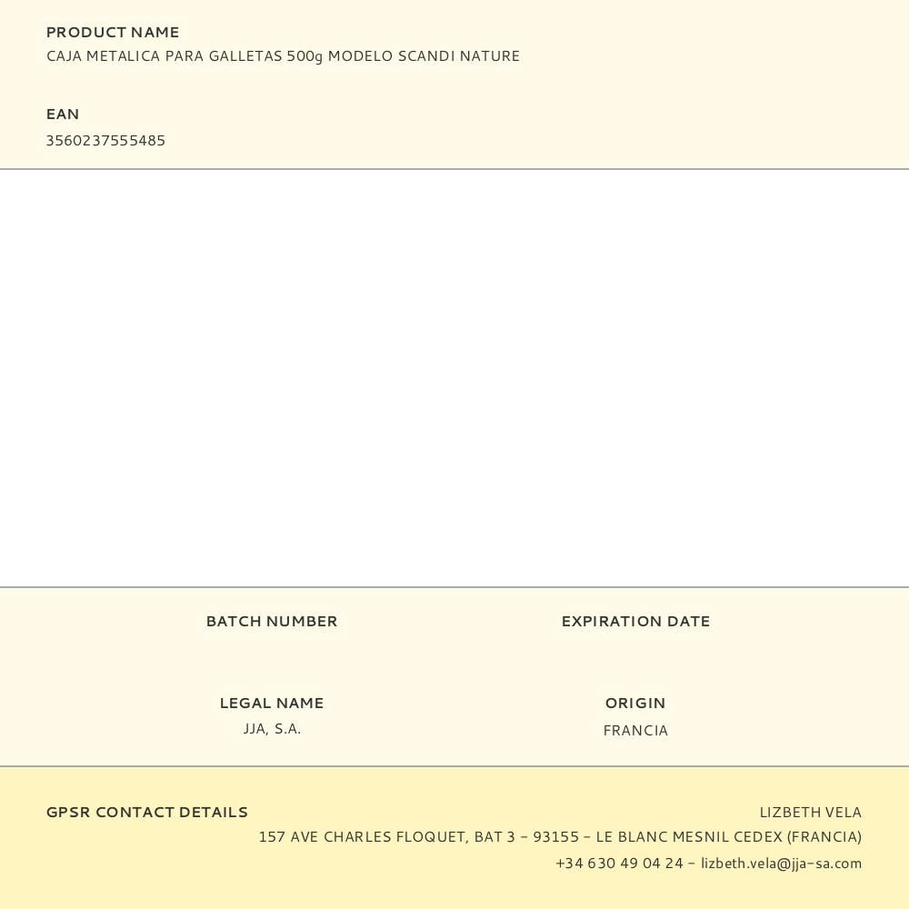 CAJA METÁLICA MODELO SCANDI NATURE PARA GALLETAS 500 g gallery 3