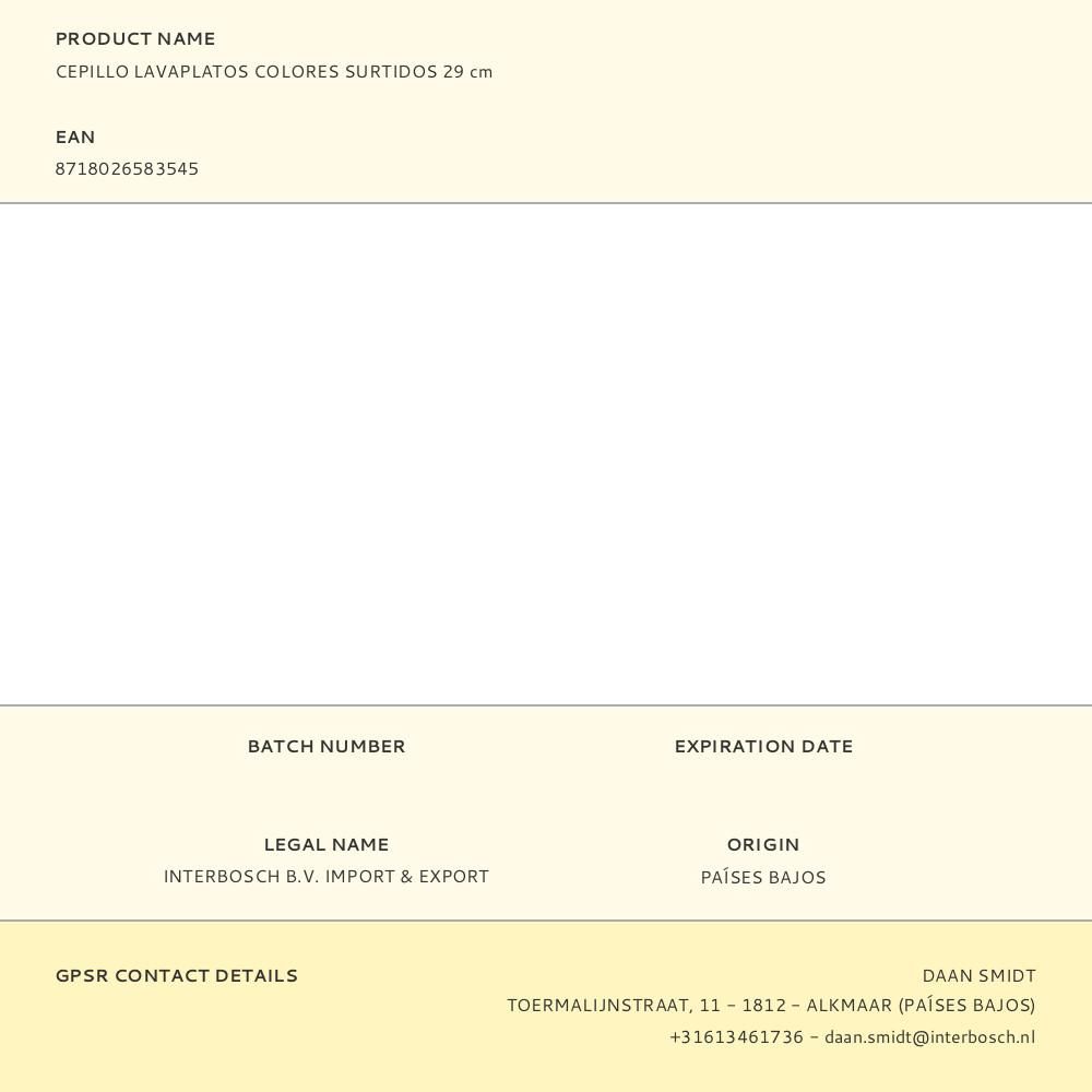 CEPILLO LAVAPLATOS COLORES SURTIDOS 29 cm gallery 1