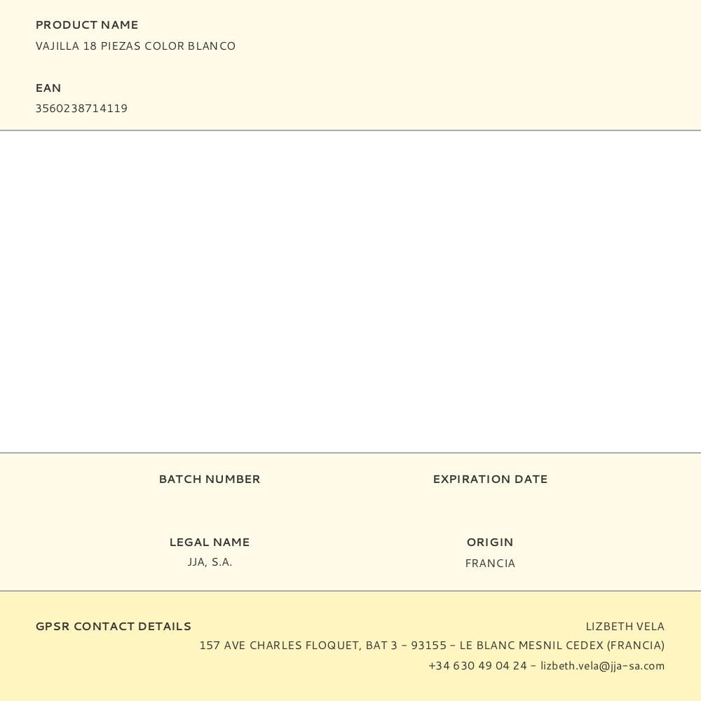 VAJILLA 18 PIEZAS COLOR BLANCO gallery 0