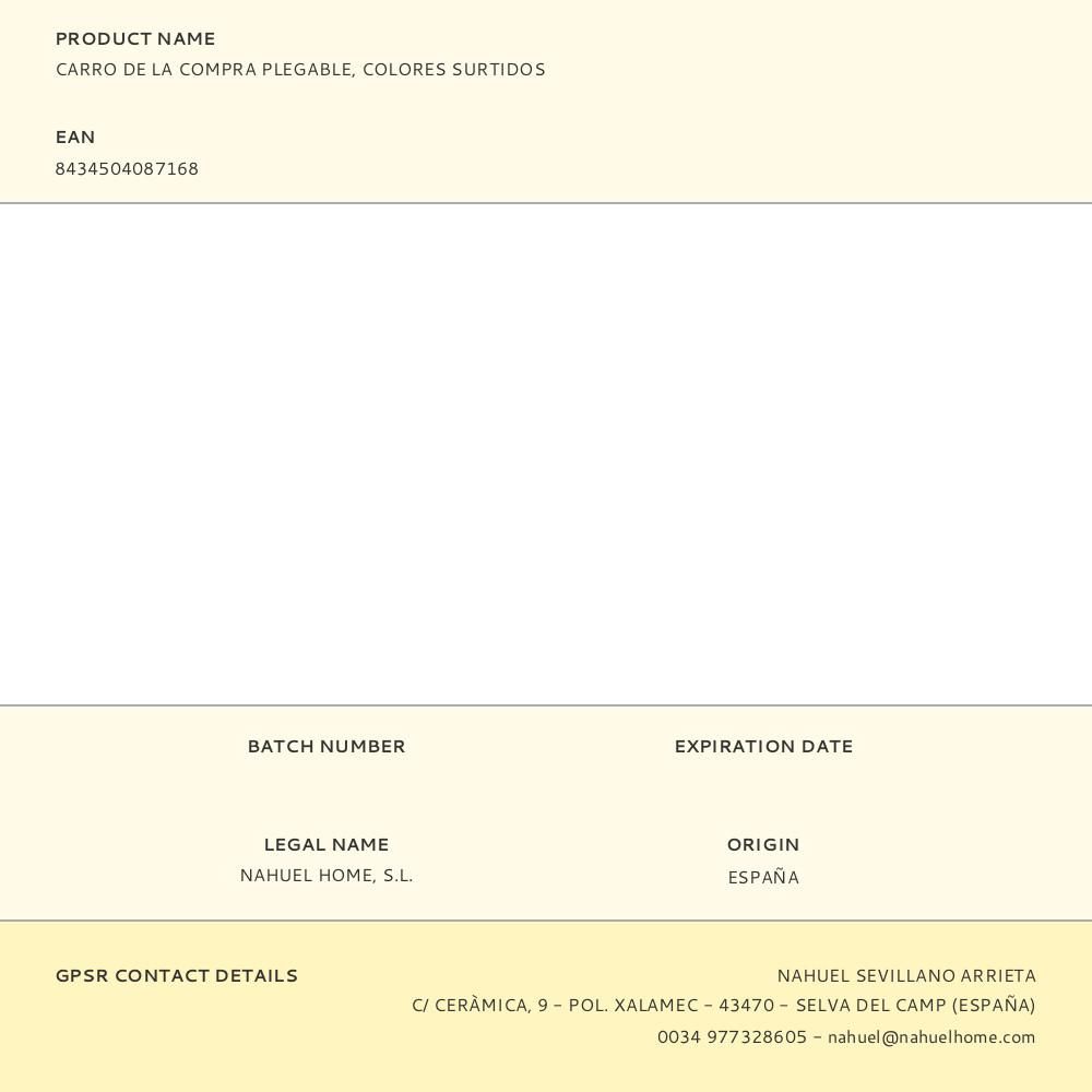 CARRO DE LA COMPRA PLEGABLE, COLORES SURTIDOS gallery 0