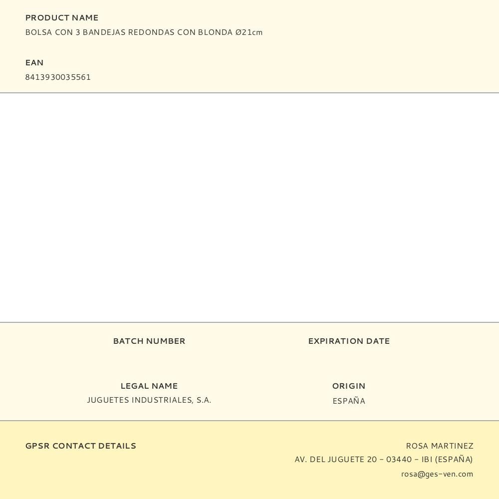 BANDEJA REDONDA CON BLONDA COLOR BLANCO Ø21cm, 3 uds gallery 1