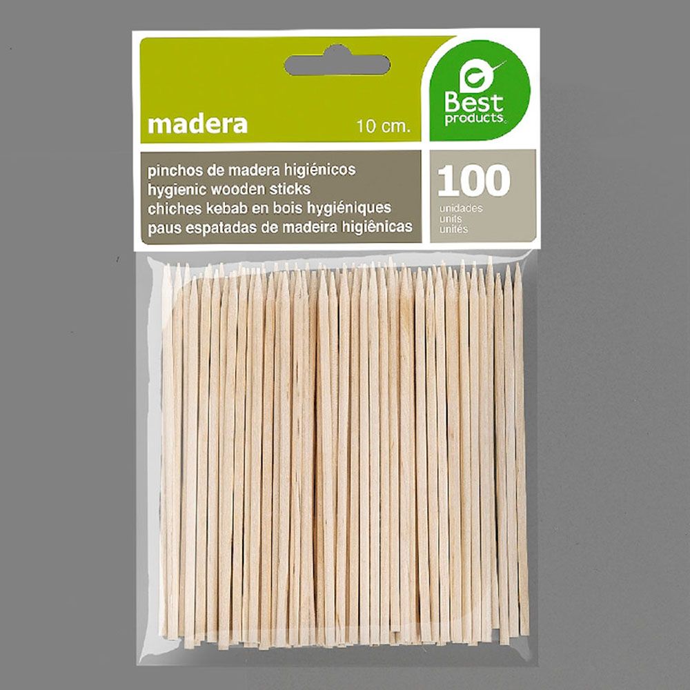 PINCHOS DE MADERA HIGIÉNICOS 2 x 100 mm, BLISTER 100 uds gallery 0
