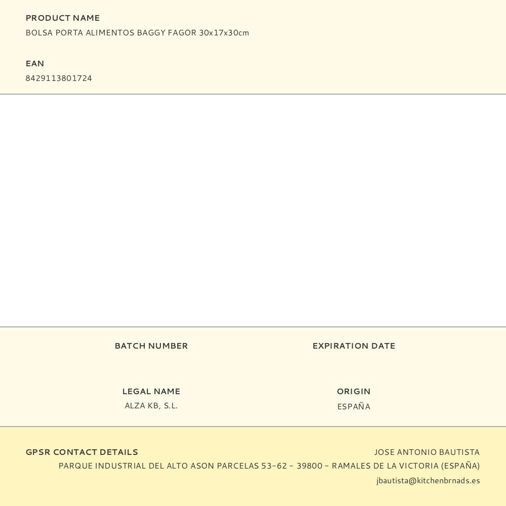 PORTA ALIMENTOS BAGGY 30 x 17 x 30 cm gallery 2