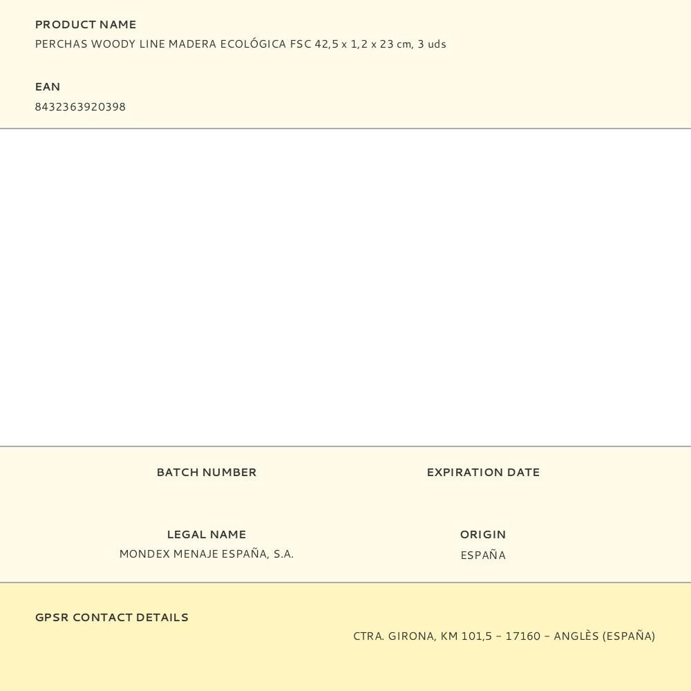 PERCHAS WOODY LINE MADERA ECOLÓGICA FSC 42,5 x 1,2 x 23 cm, 3 uds gallery 0