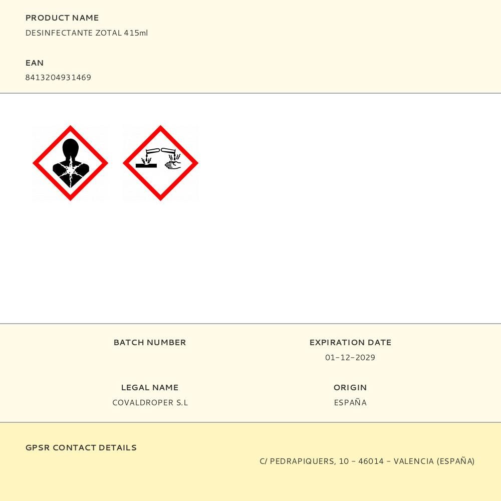 DESINFECTANTE ZOTAL 415ml gallery 0