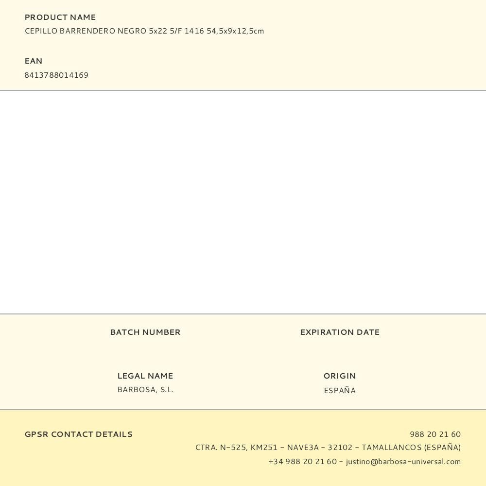 CEPILLO BARRENDERO NEGRO 5x22 5/F 1416 54,5x9x12,5cm gallery 0