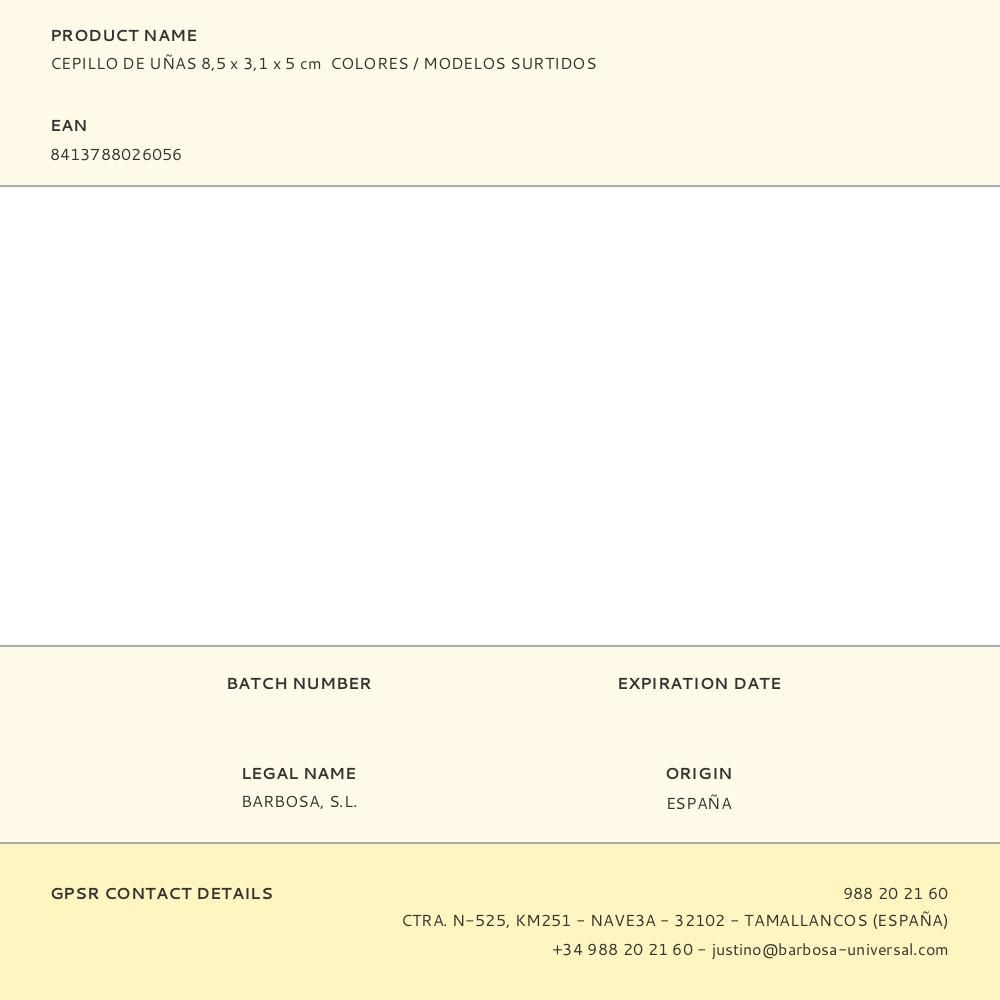 CEPILLO DE UÑAS 8,5 x 3,1 x 5 cm COLORES / MODELOS SURTIDOS gallery 0