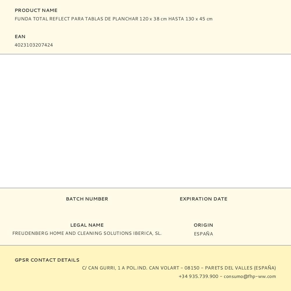 FUNDA TOTAL REFLECT PARA TABLAS DE PLANCHAR 120 x 38 cm HASTA 130 x 45 cm gallery 1