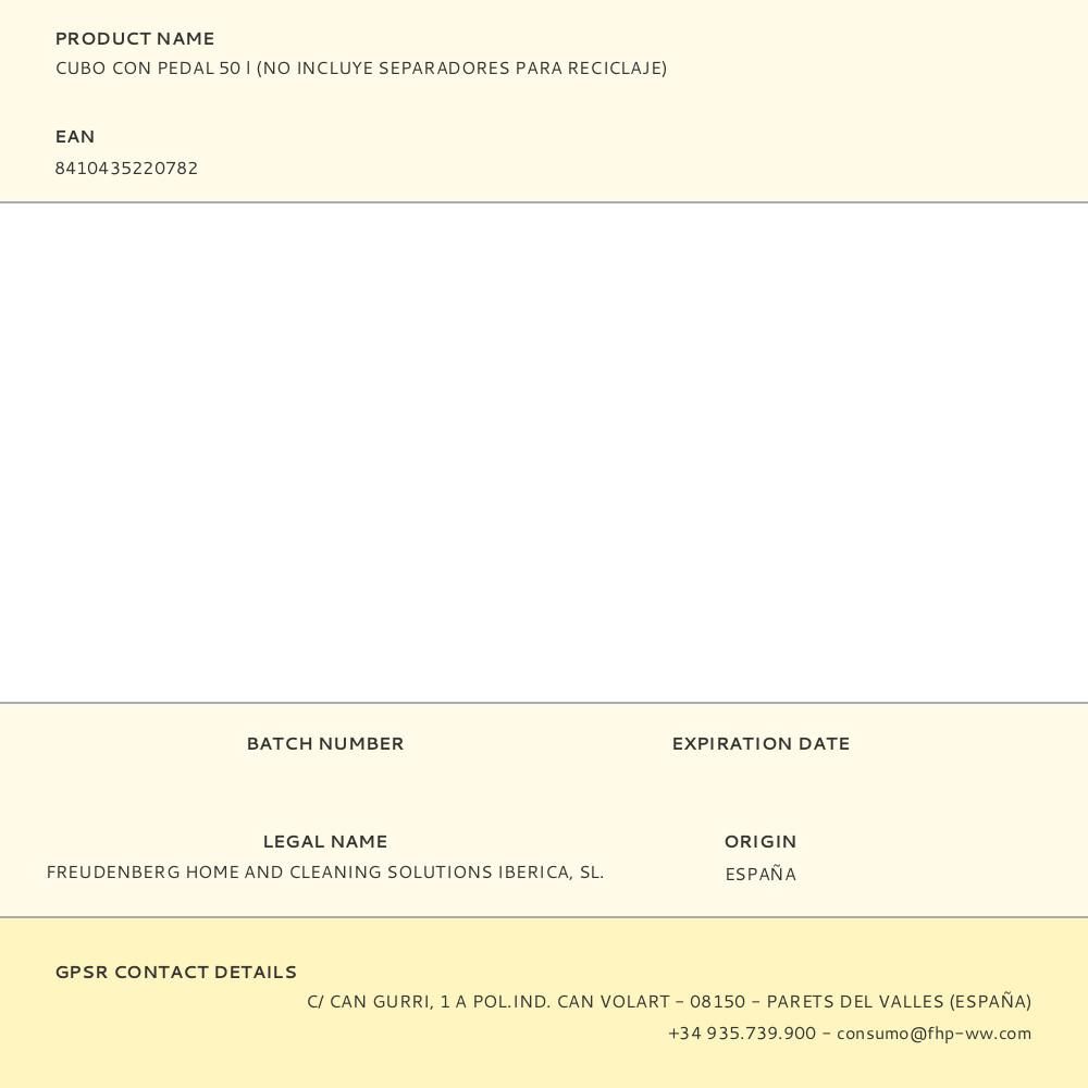 CUBO CON PEDAL 50 l (NO INCLUYE SEPARADORES PARA RECICLAJE) gallery 2