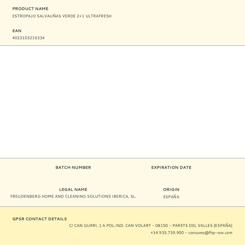 ESTROPAJO SALVAUÑAS VERDE 2+1 ULTRAFRESH gallery 0