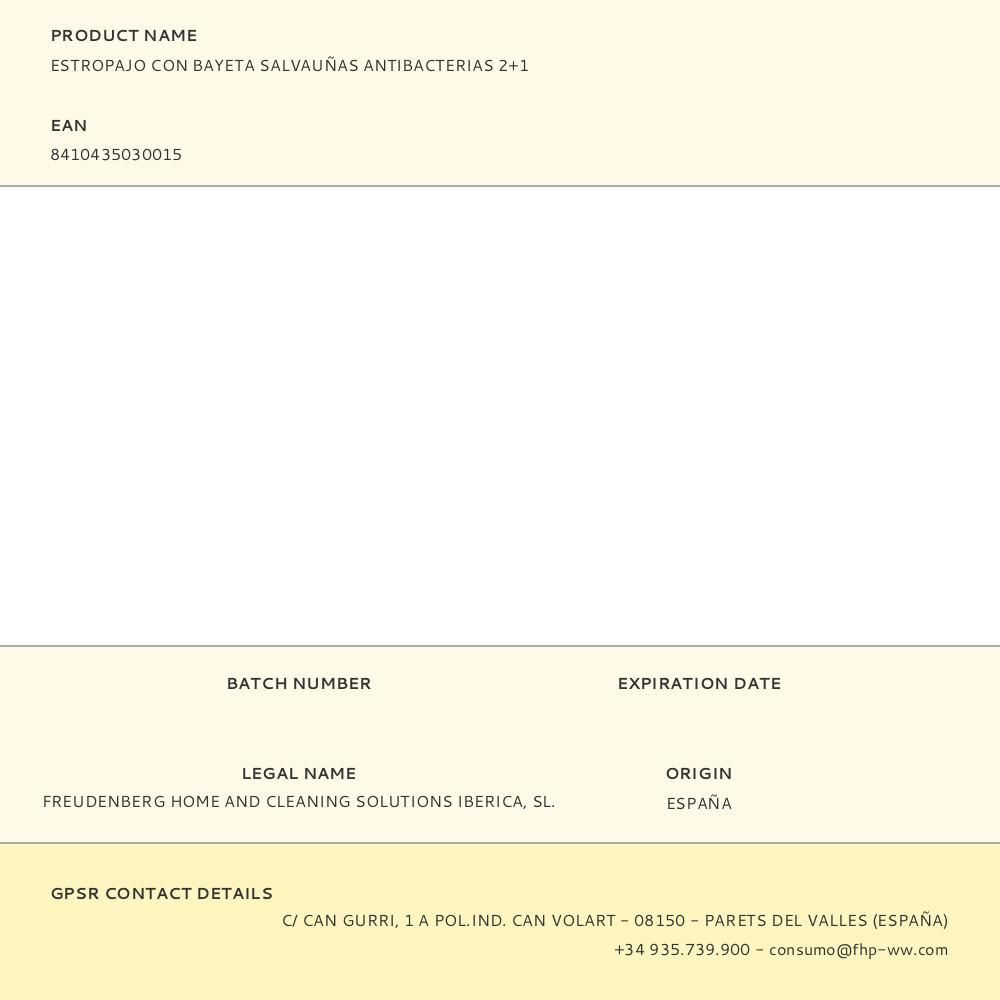 ESTROPAJO CON BAYETA SALVAUÑAS ANTIBACTERIAS 2+1 gallery 0