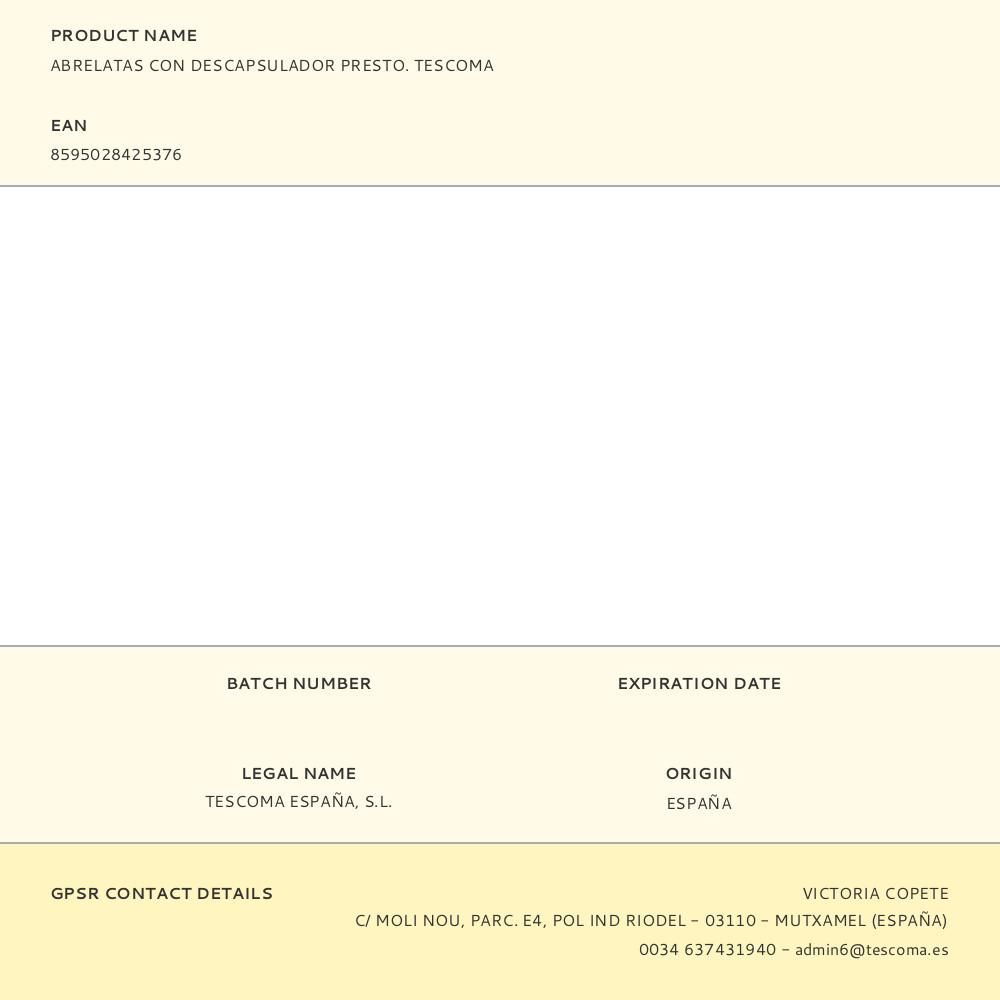 ABRELATAS CON DESCAPSULADOR PRESTO gallery 0