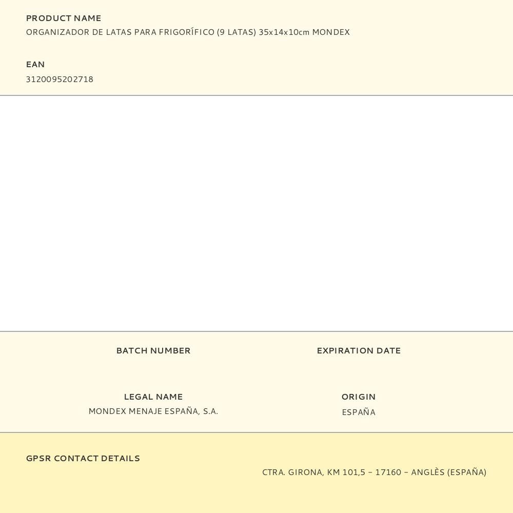 ORGANIZADOR PARA FRIGORÍFICO DE 9 LATAS 35 x 14 x 10 cm gallery 0