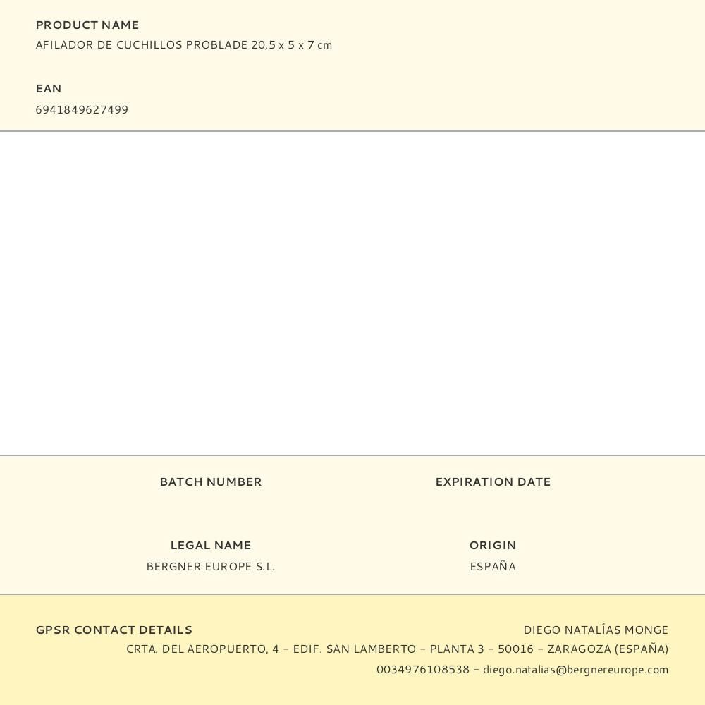 AFILADOR DE CUCHILLOS PROBLADE 20,5 x 5 x 7 cm gallery 1