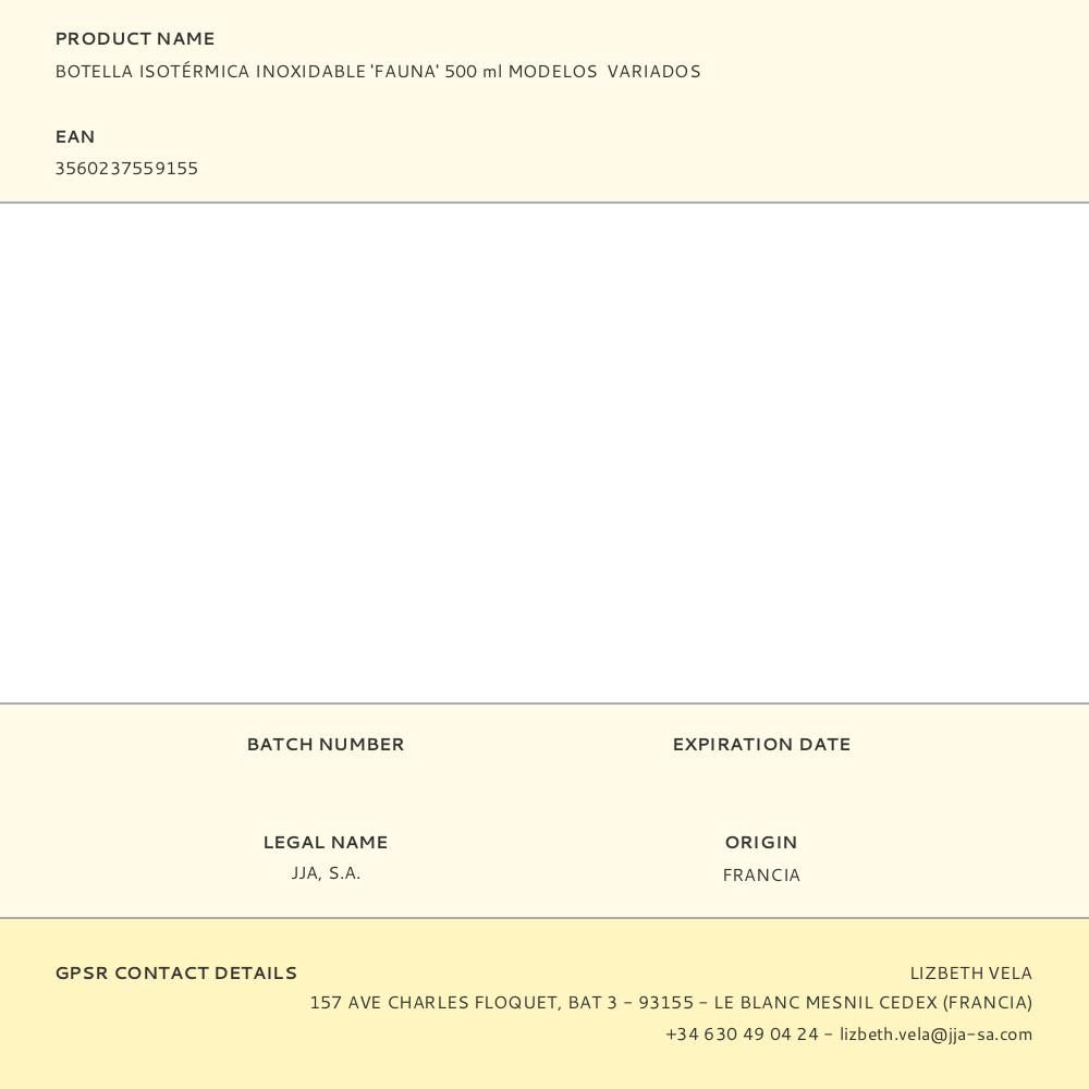 BOTELLA ISOTÉRMICA INOXIDABLE FAUNA MODELOS VARIADOS 500 ml gallery 2