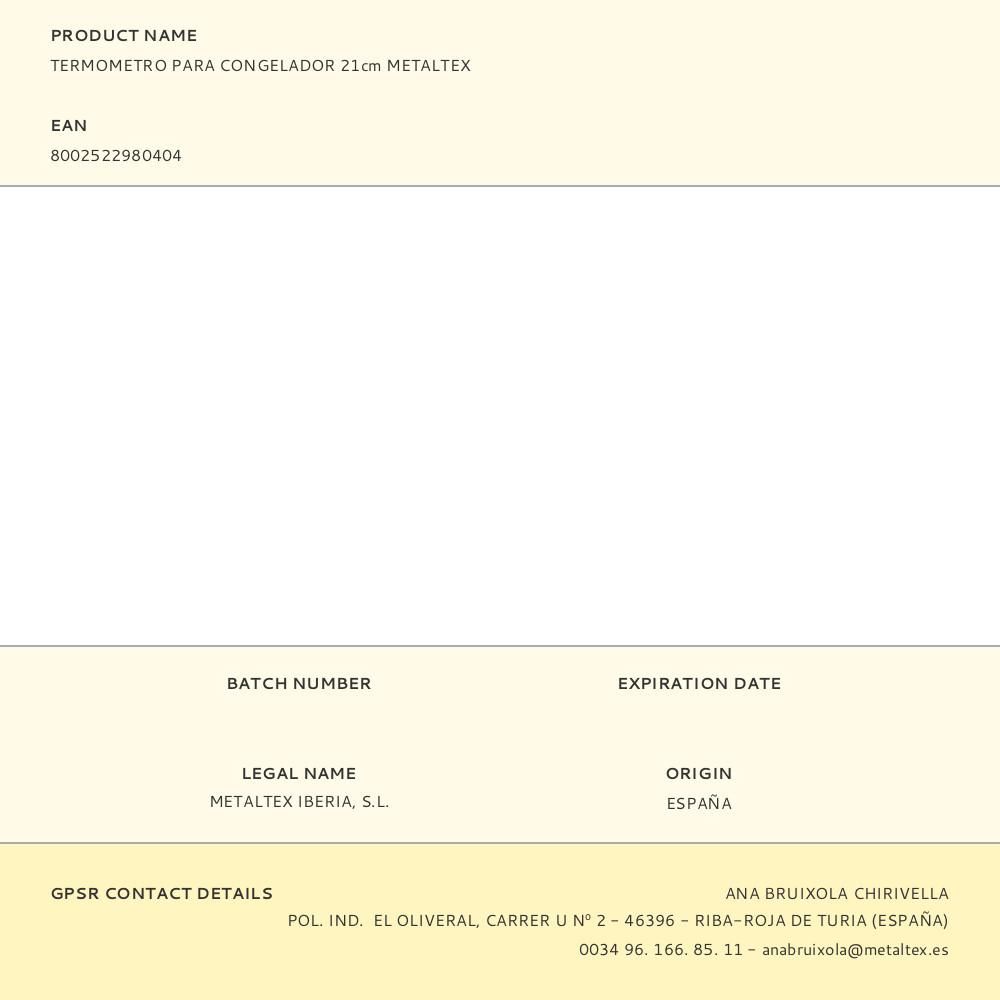 TERMÓMETRO PARA CONGELADOR 21 cm gallery 0