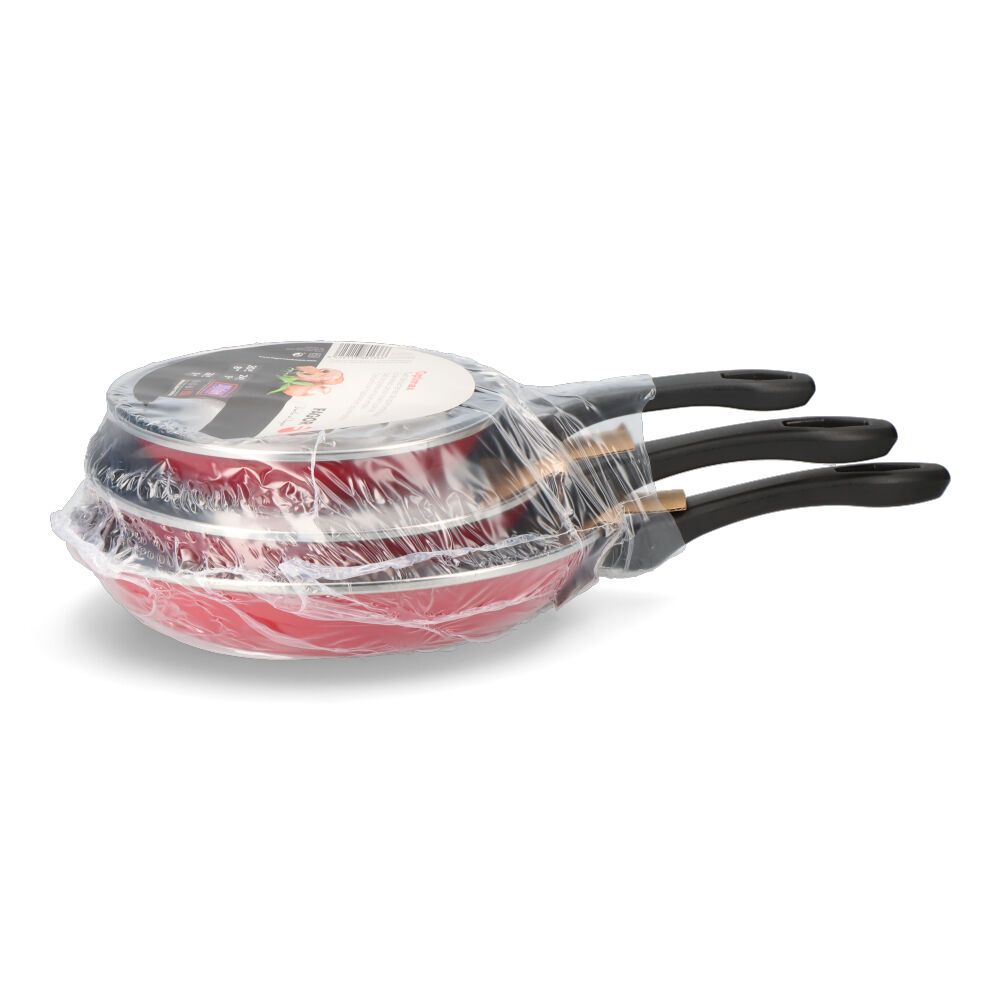 SET 3 SARTENES OPTIMAX ROJO MATE Ø20 / Ø24 / Ø28 cm gallery 1