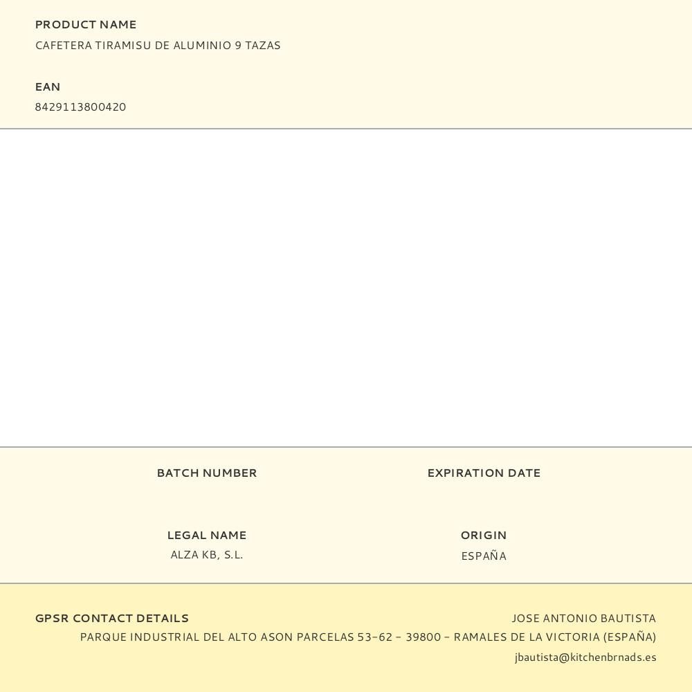 CAFETERA TIRAMISU DE ALUMINIO 9 tazas gallery 5