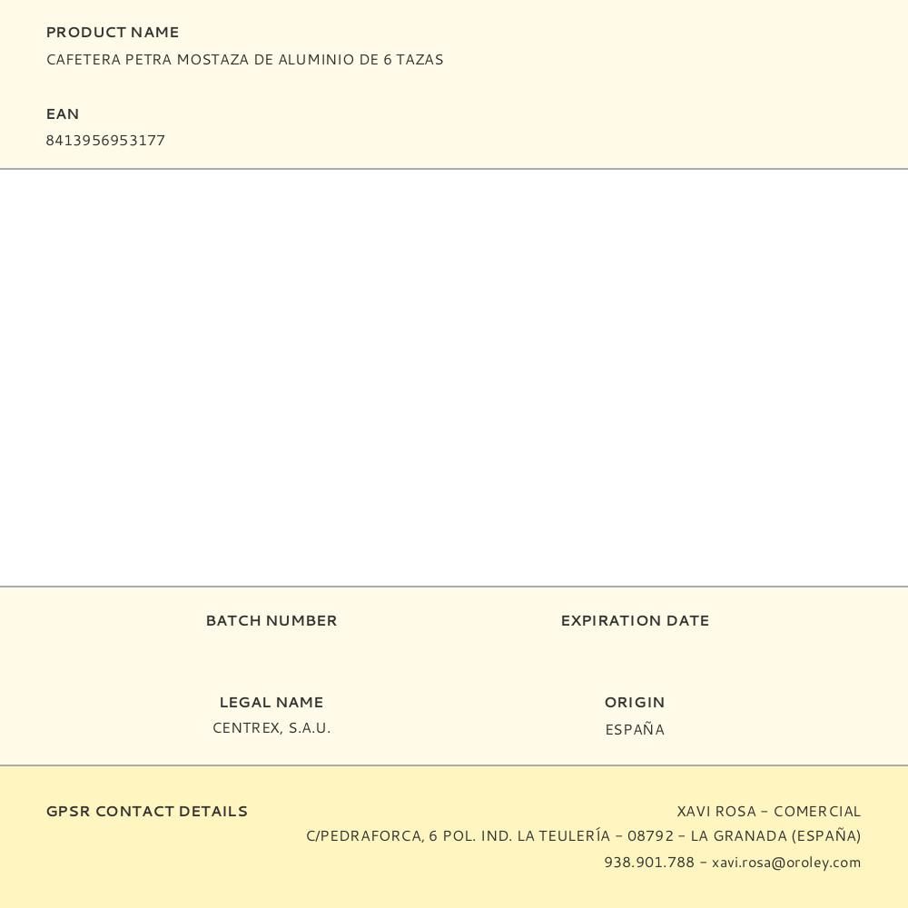 CAFETERA PETRA MOSTAZA DE ALUMINIO DE 6 TAZAS gallery 2