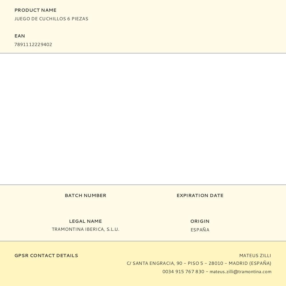 JUEGO DE CUCHILLOS 6 PIEZAS gallery 0