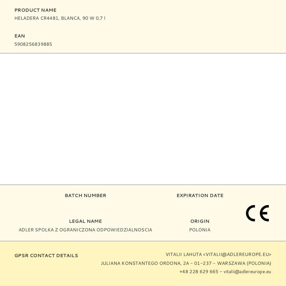 HELADERA CR4481, BLANCA, 90 W 0,7 l gallery 8