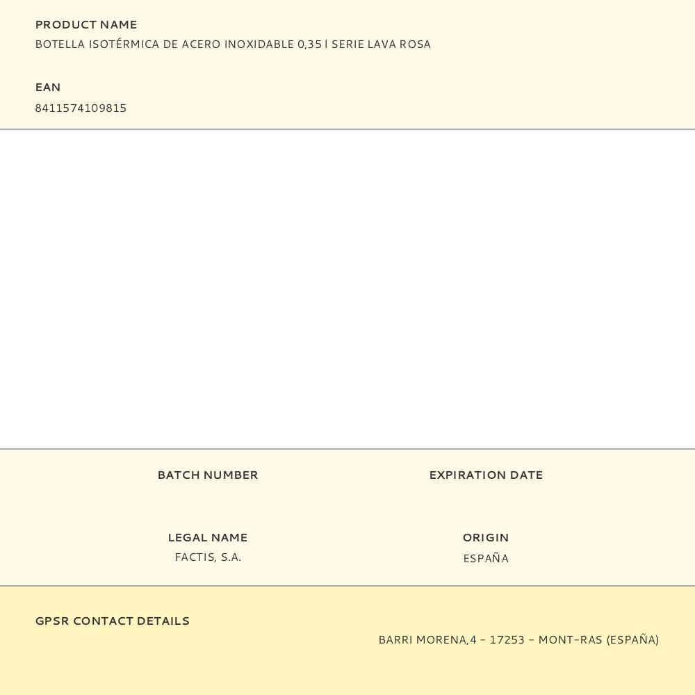 BOTELLA ISOTÉRMICA DE ACERO INOXIDABLE SERIE LAVA ROSA 354 ml gallery 1