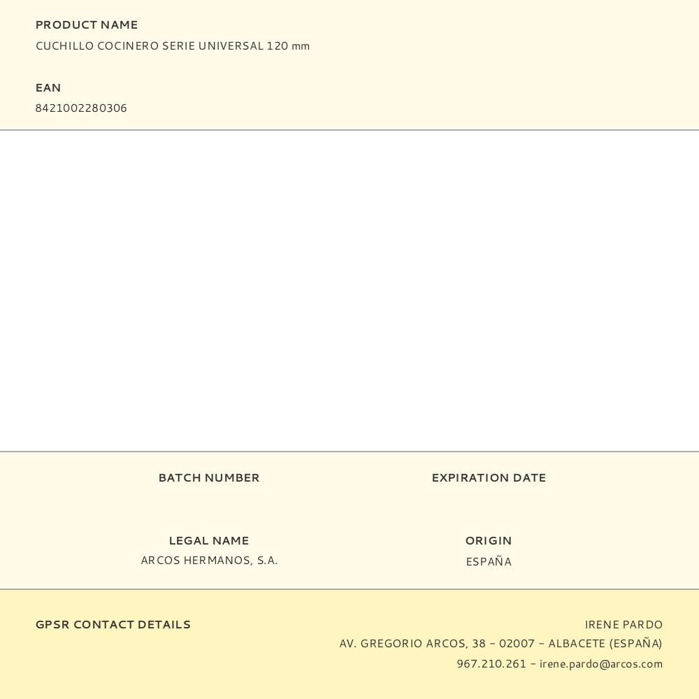 CUCHILLO COCINERO SERIE UNIVERSAL 120 mm gallery 5