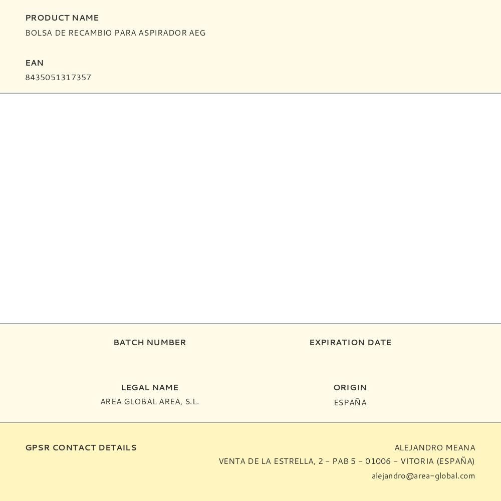 BOLSA DE RECAMBIO PARA ASPIRADOR AEG gallery 0