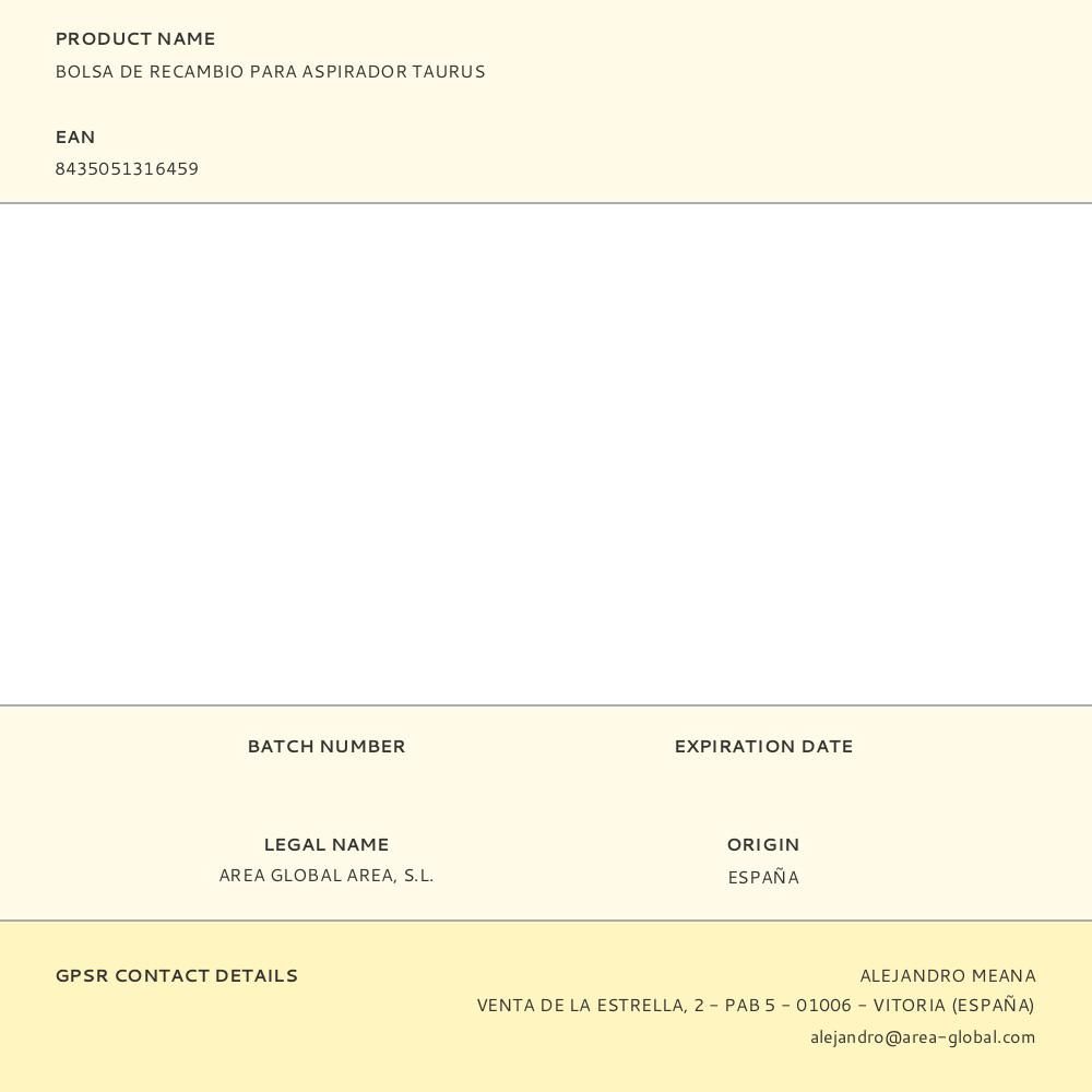 BOLSA DE RECAMBIO PARA ASPIRADOR TAURUS gallery 1