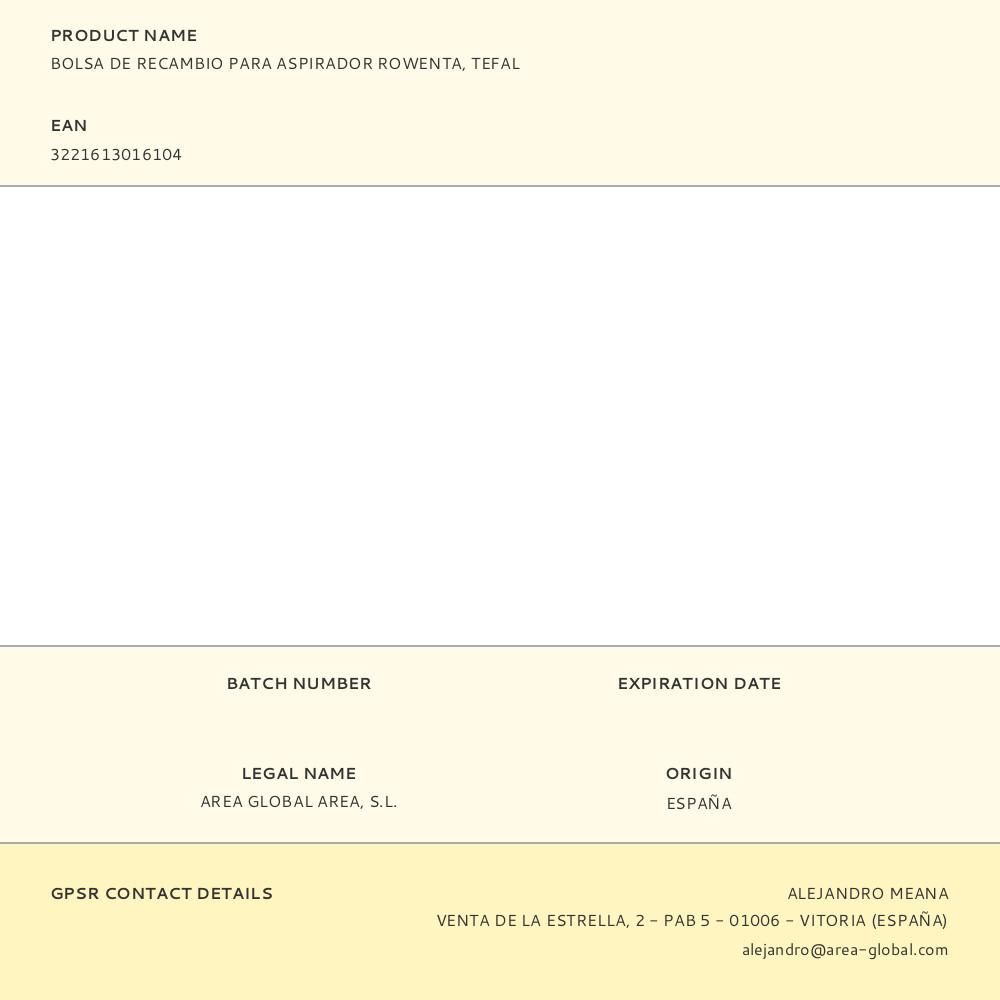 BOLSA DE RECAMBIO PARA ASPIRADOR ROWENTA, TEFAL gallery 0