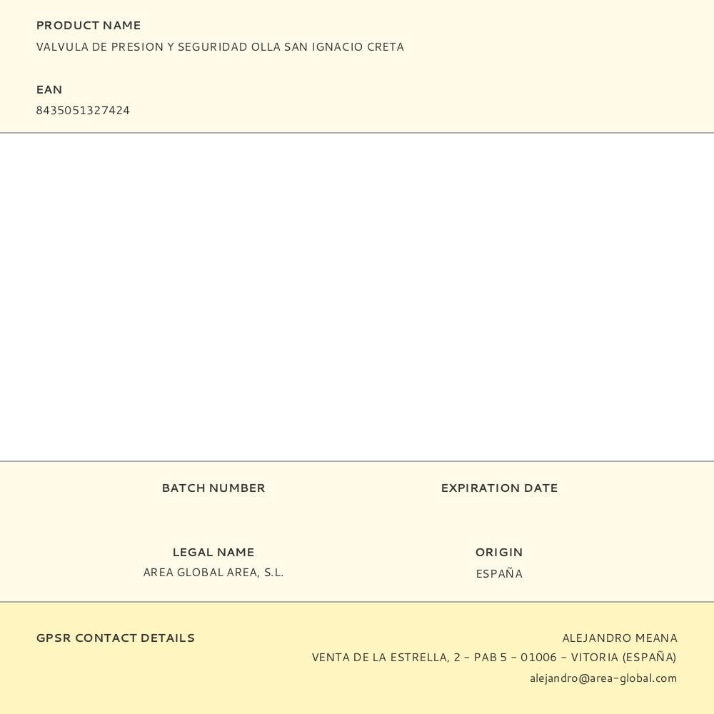 VALVULA DE PRESION Y SEGURIDAD OLLA SAN IGNACIO CRETA gallery 0