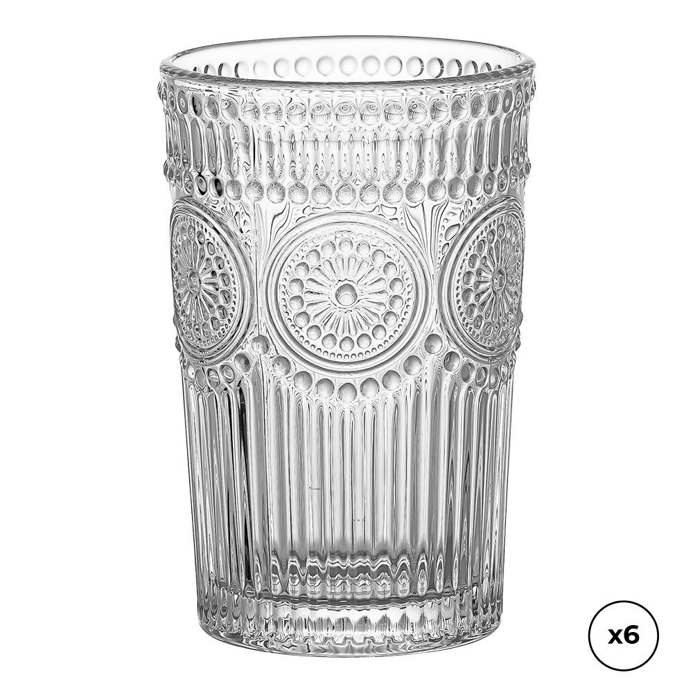 VASO DE CRISTAL CON RELIEVE 330 ml, 6 uds