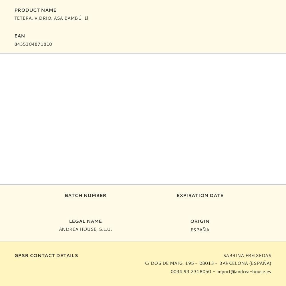 TETERA, VIDRIO, ASA BAMBÚ, 1l gallery 2