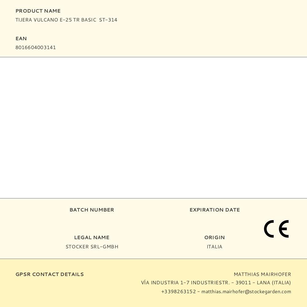 TIJERA VULCANO E-25 TR BASIC ST-314 gallery 1