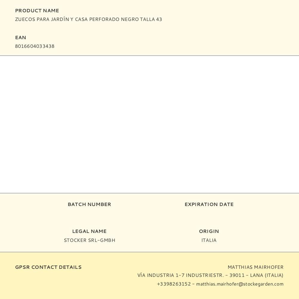 ZUECOS PARA JARDÍN Y CASA PERFORADO NEGRO TALLA 43 gallery 0