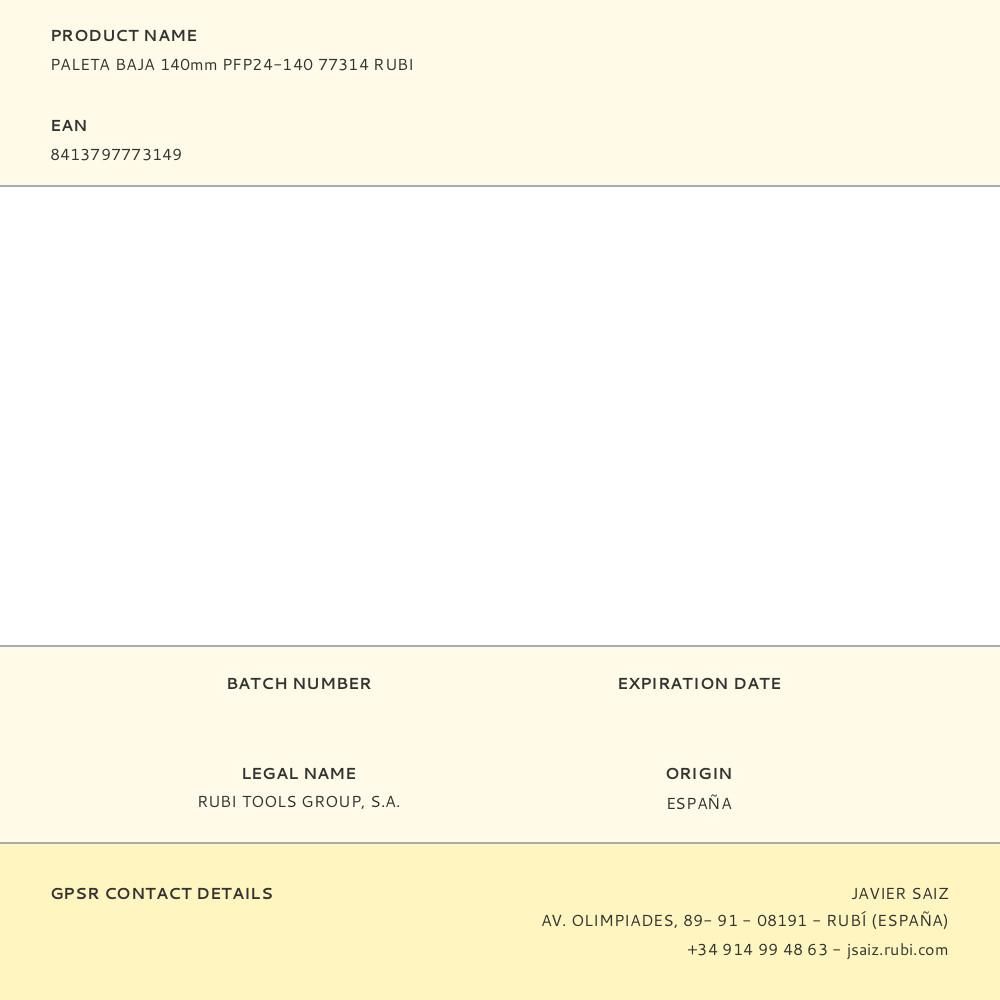 PALETA BAJA 140mm PFP24-140 77314 RUBI gallery 2