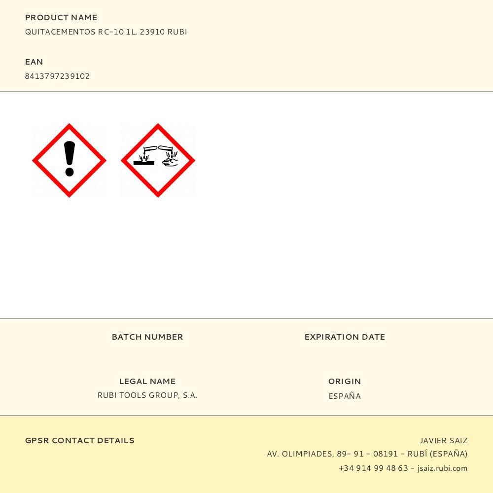 QUITACEMENTOS RC-10 1L. 23910 RUBI gallery 1