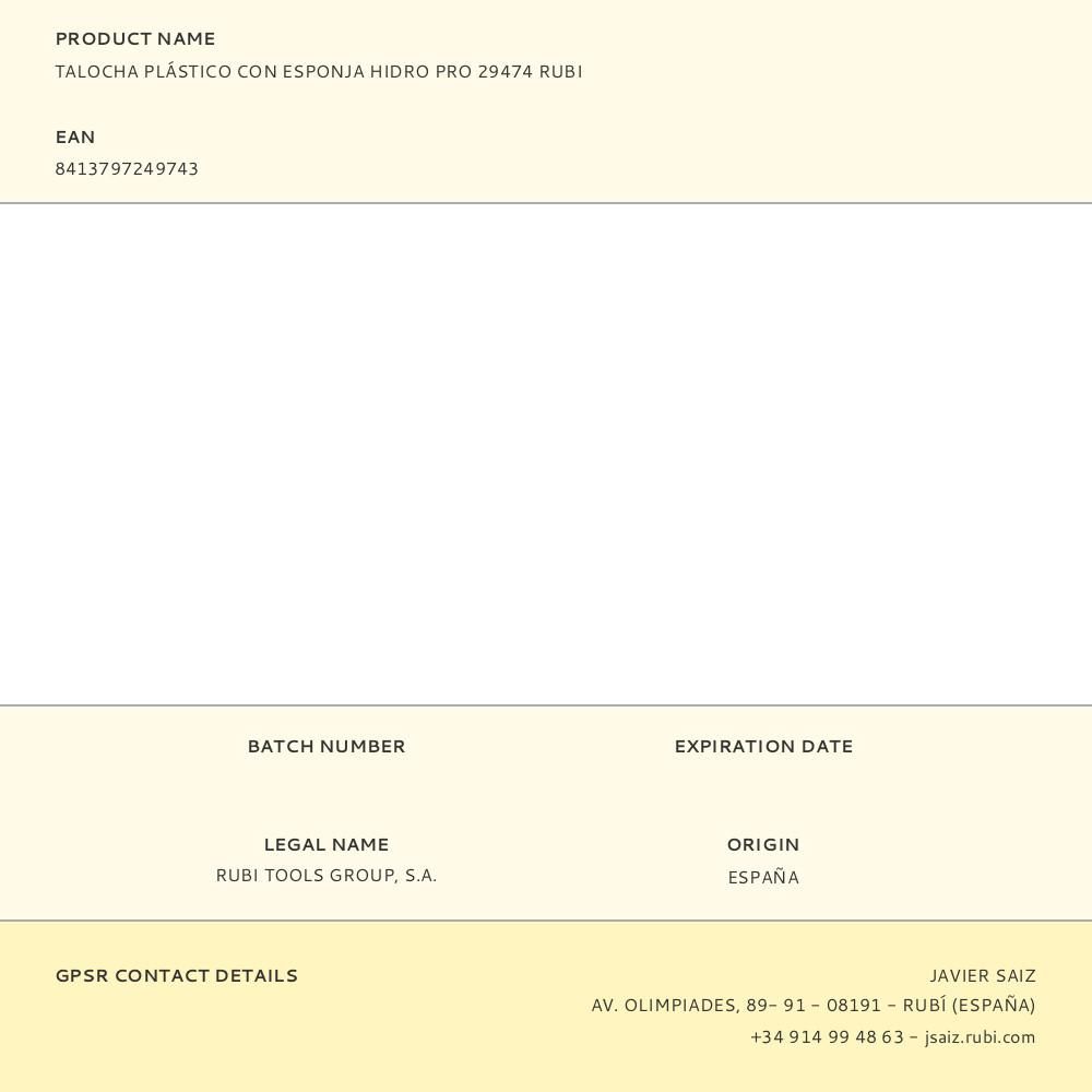 TALOCHA PLÁSTICO CON ESPONJA HIDRO PRO 29474 RUBI gallery 2