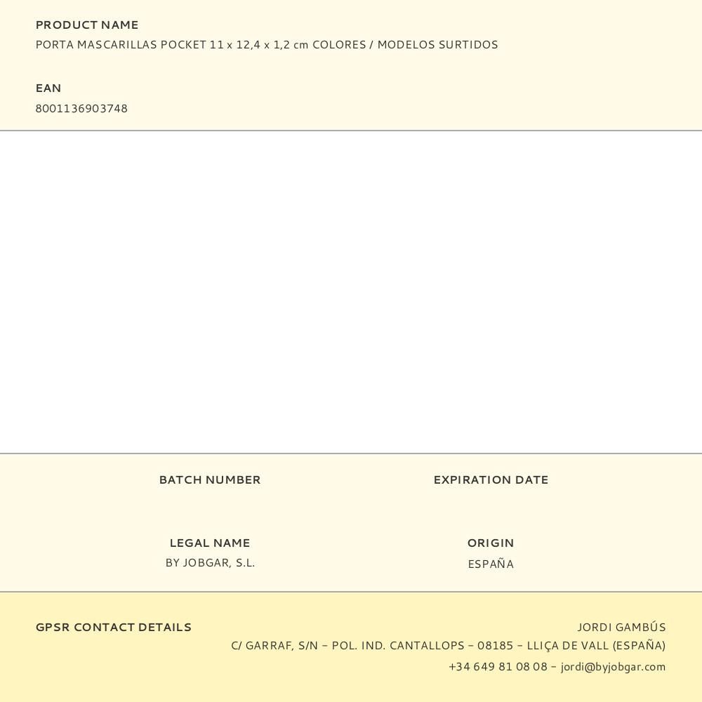 PORTA MASCARILLAS POCKET 11 x 12,4 x 1,2 cm COLORES / MODELOS SURTIDOS gallery 3