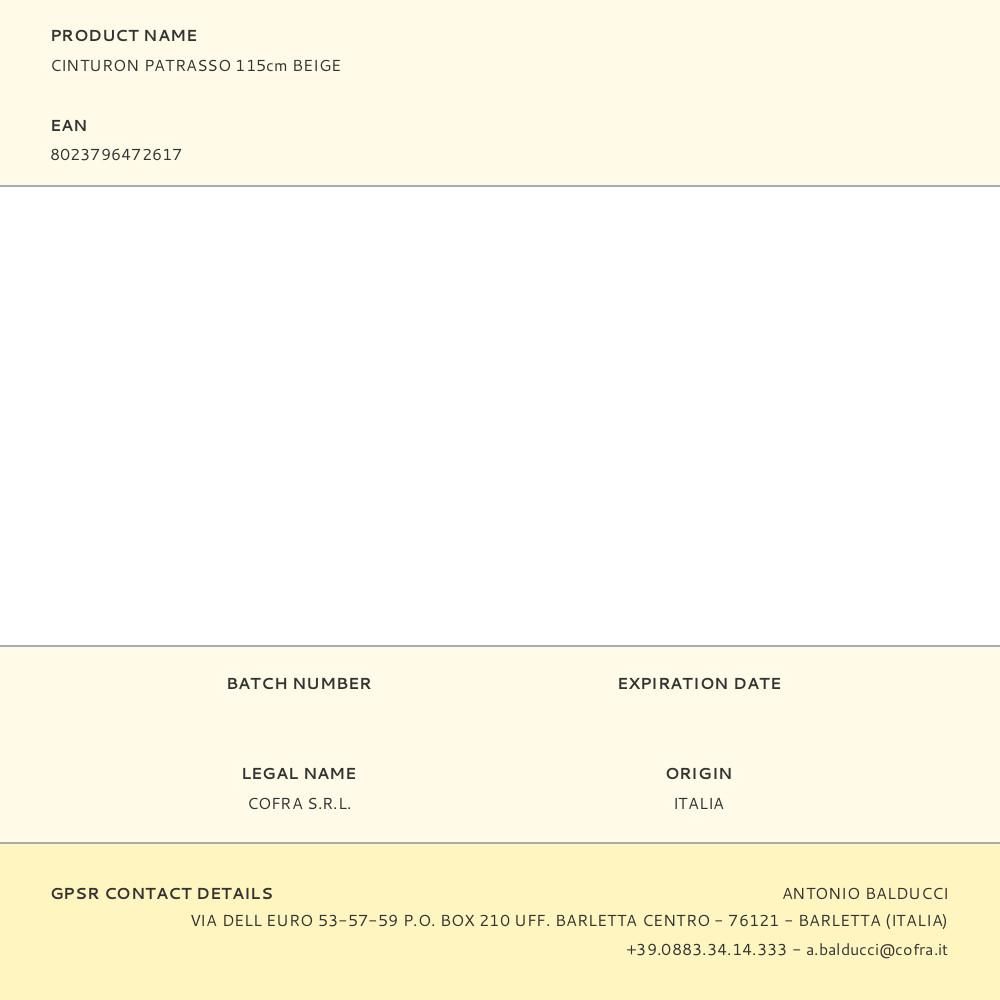 CINTURON PATRASSO 115 cm BEIGE gallery 0