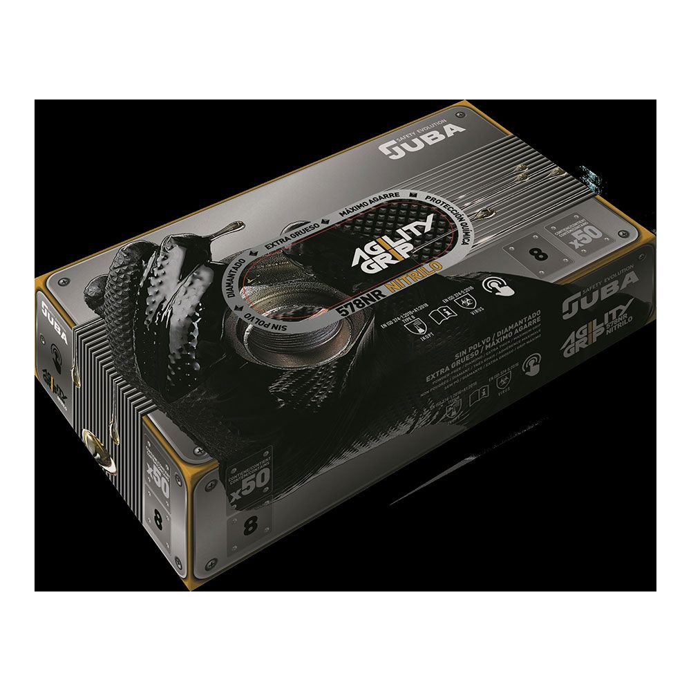 GUANTE NITRILO, SIN POLVO, DESECHABLE, DIAMANTADO, NEGRO, T-11, CAJA 50 uds gallery 0