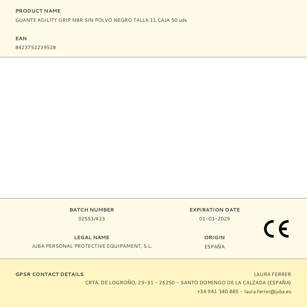 GUANTE NITRILO, SIN POLVO, DESECHABLE, DIAMANTADO, NEGRO, T-11, CAJA 50 uds gallery 2