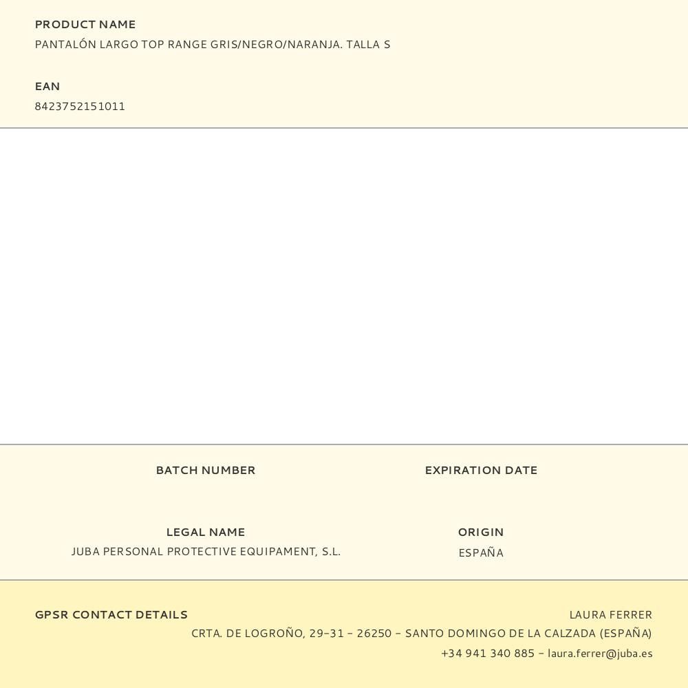 PANTALÓN LARGO TOP RANGE GRIS/NEGRO/NARANJA. TALLA S gallery 0